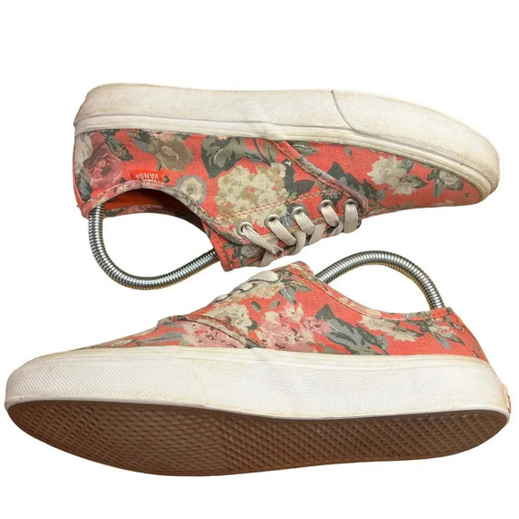 VANS Authentic‎ Low Top Lace-up Pink/Multicolor Floral Sneakers Women's Size 8 - Picture 1 of 9